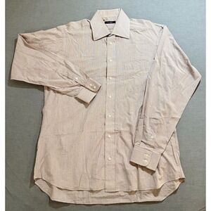 Burberry London Shirt Adult 16 L Orange Check Button Up Long Sleeve Casual Mens.